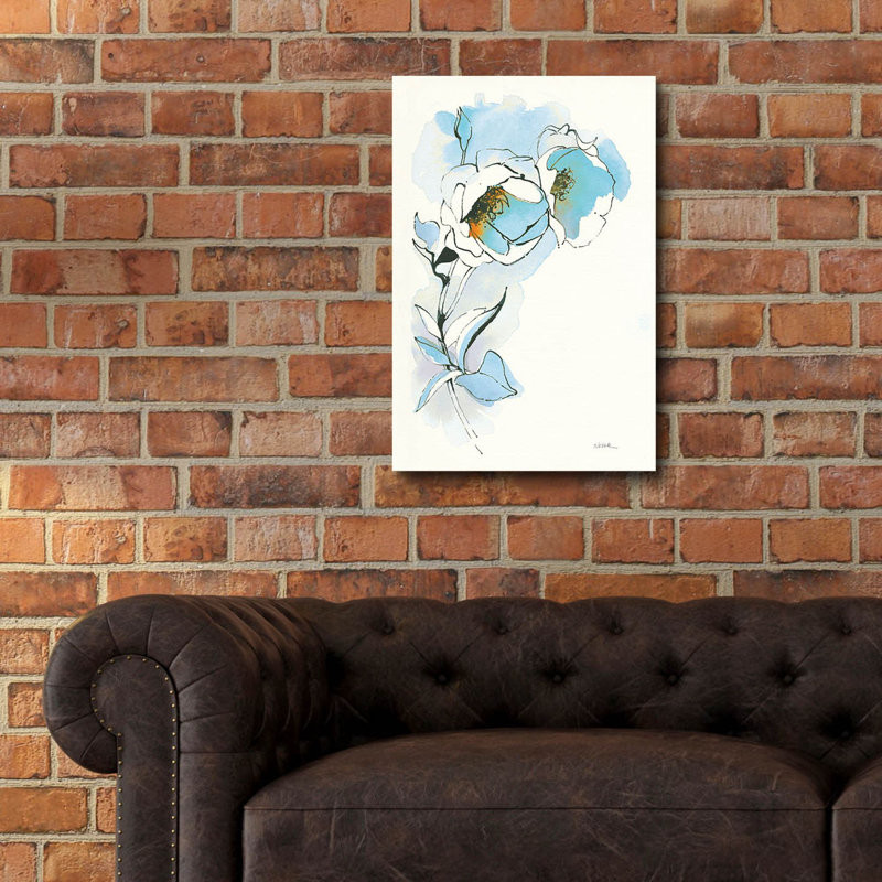 Art mural en verre Winston Porter «Carols Roses 2 Blue» par Shirley Novak, H 24 po x l 16 po x P 0,2 po