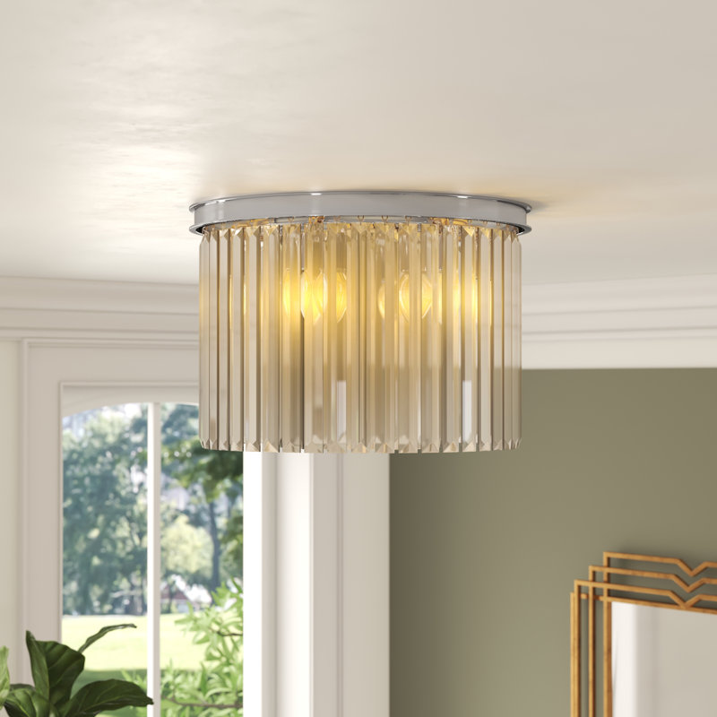 Yazmin Flush Mount, Polished Nickel, Smoky