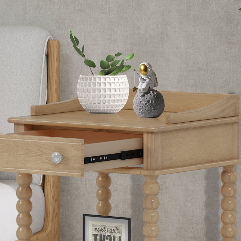 1 - Drawer Nightstand,Side Table With Shelf, Natural