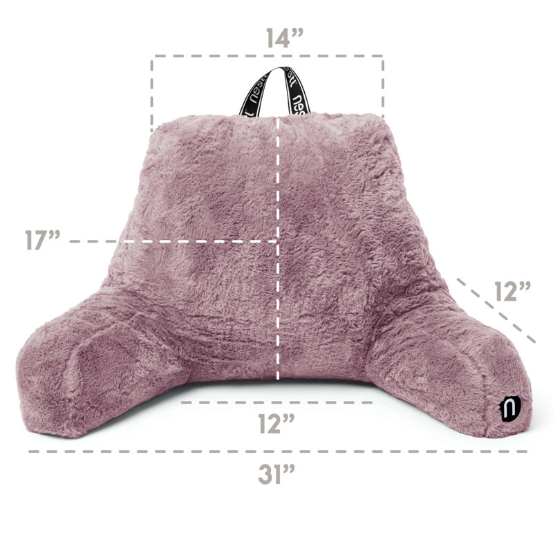Faux Fur Reading Backrest Pillow, Dusty Purple