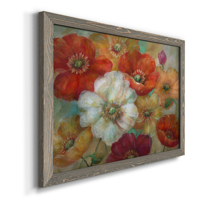 Poppycentric - Peinture sur toile encadrée, H 37,5 po x l 27,5 po x P 1,5 po, Toile avec cadre gris