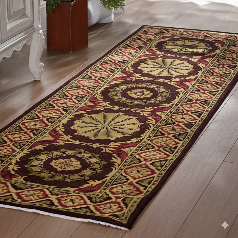 Coral Handwoven Wool Rosette Medallions Geometric Modern Contemporary Carpet Rug, 10' x 14'5
