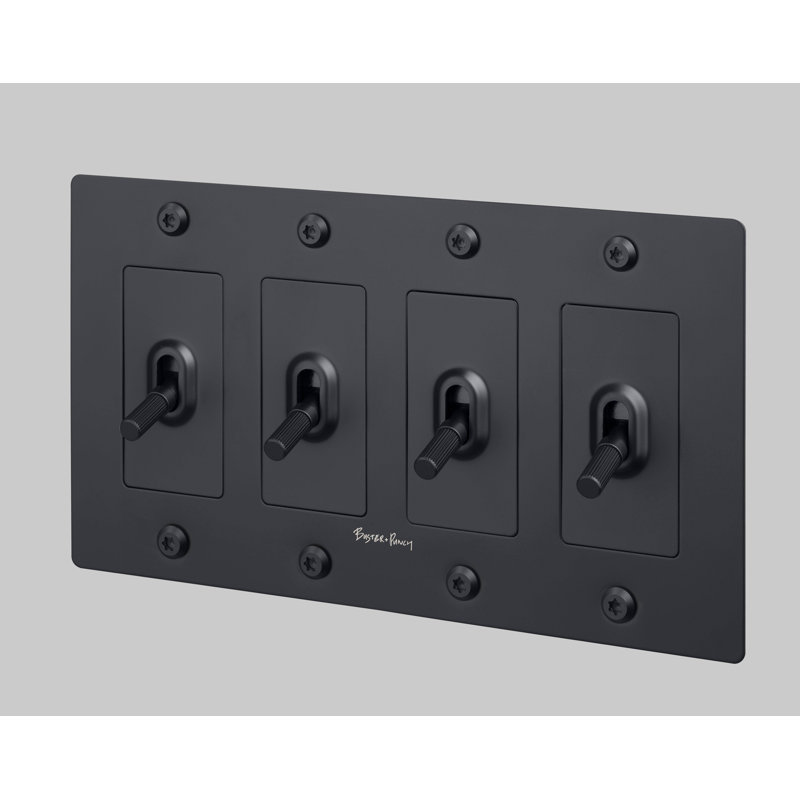 4G Toggle / Linear / With Logo, 4 Gang, Black