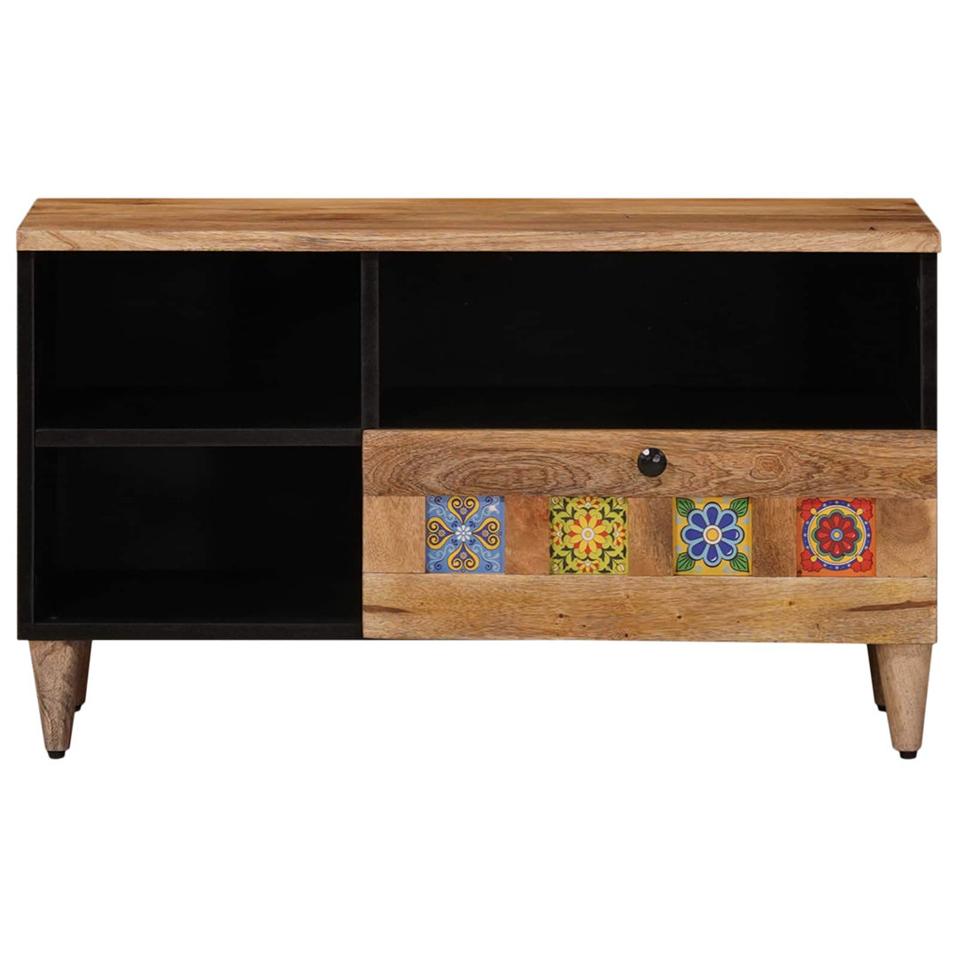 TV Cabinet With Drawer With Shelf With Storage Solid Mango Wood Media
