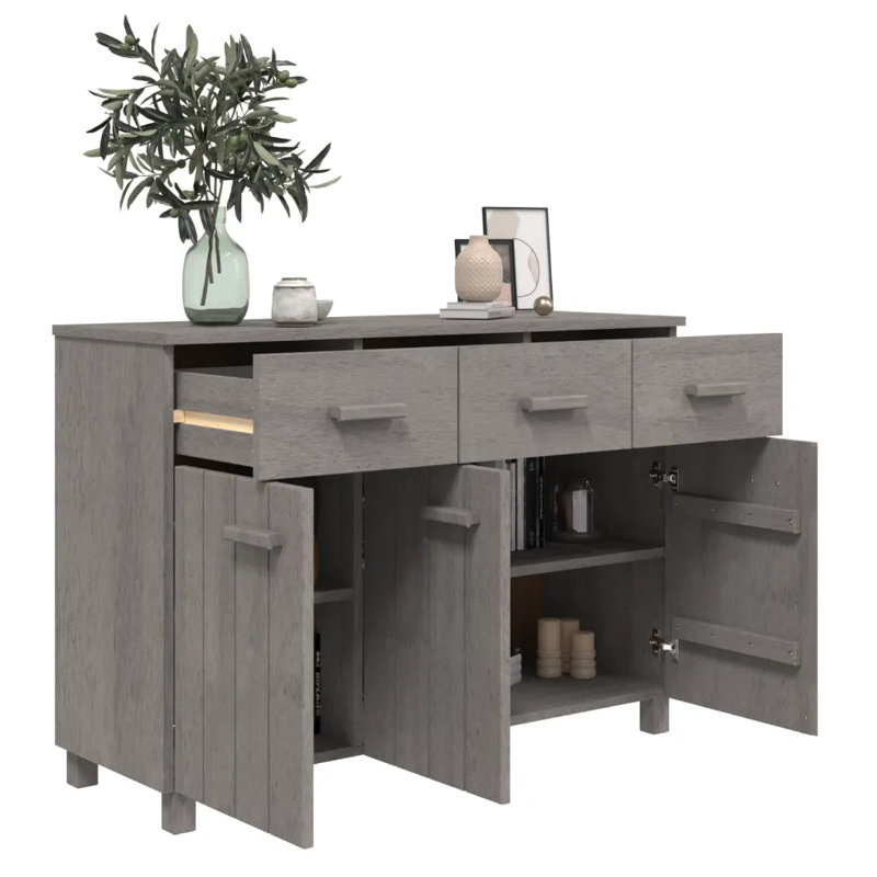 Sideboard Hamar 113 x 40 x 80 cm Solid Manufactured Pine Wood, Light Grey