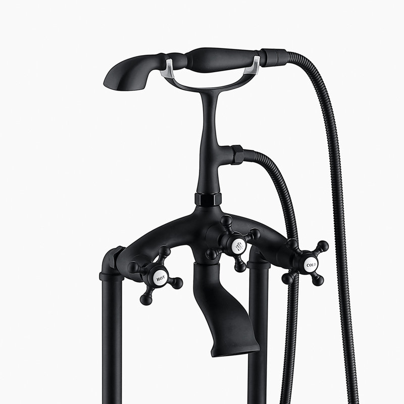 Freestanding Tub Filler with Diverter, Matte Black