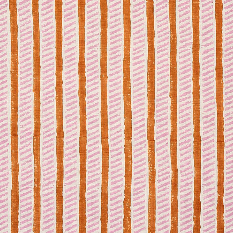 Tissu imprimé à la main Schumacher x Molly Mahon Garden Path, Cuivre / rose
