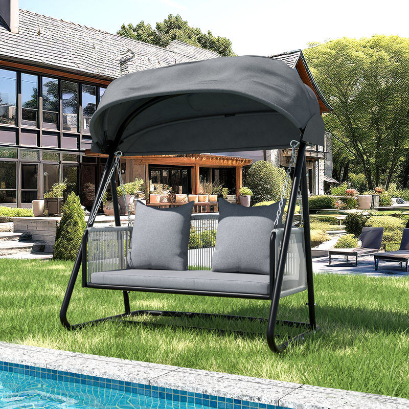 2 Person Porch Swing with Adjustable Canopy 