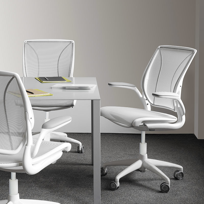 World Mesh Task Chair, Fixed, White, White