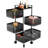 Kitchen Storage Cart,Rotating Trolley on Wheels,Metal Wire Shelf with Top Lid