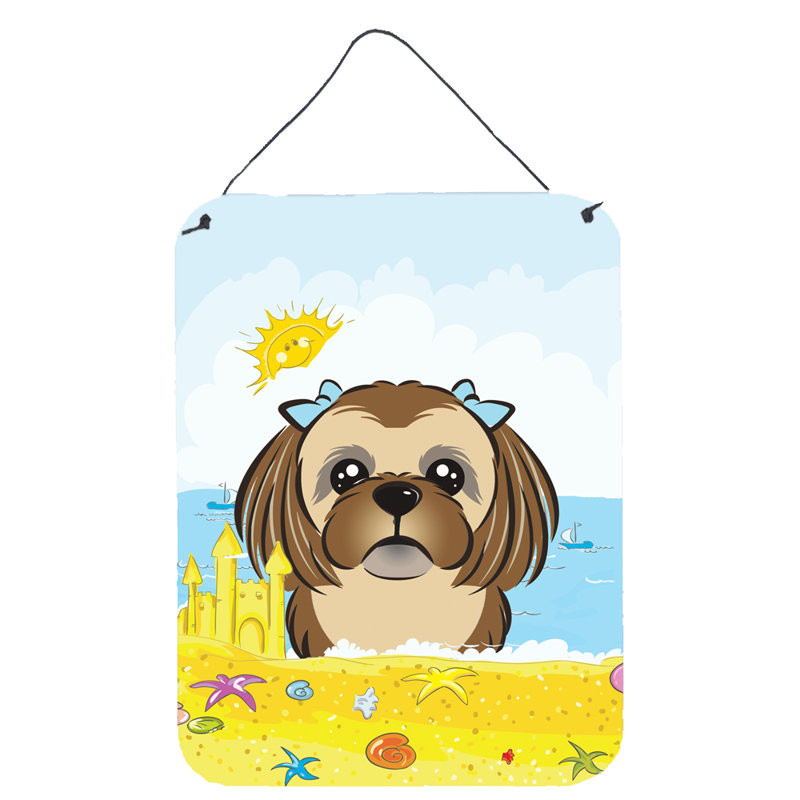 Décoration murale "saint bernard summer beach", Shih tzu brun chocolat