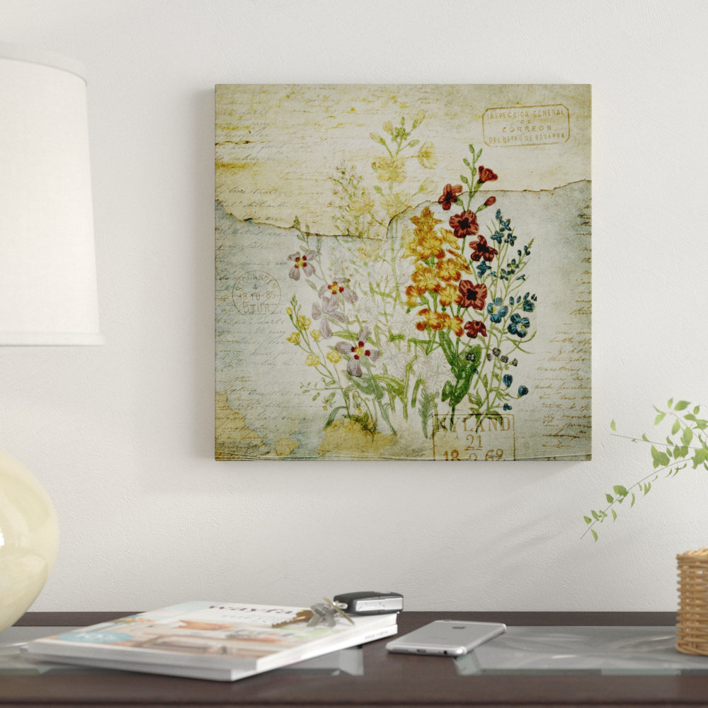 Winston Porter Flower Print Grunge 1 by Marcee Duggar - Wrapped Canvas ...