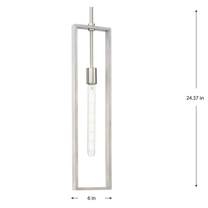 Boundary Brushed Nickel and Grey Washed Oak Pendant Light