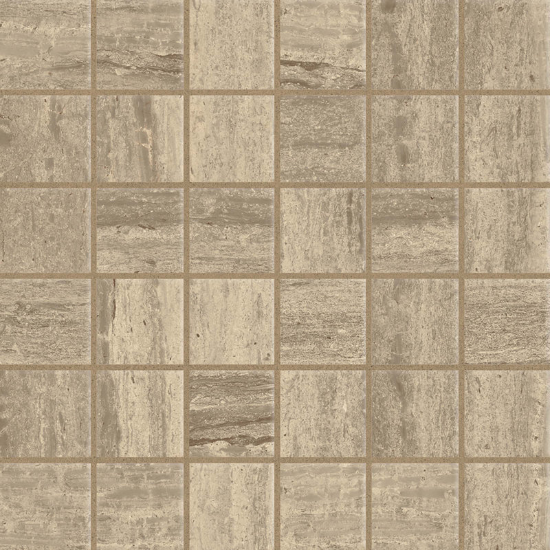 Classic 2.0 2" x 2" Porcelain Mosaic Tile, Travertino Chiaro