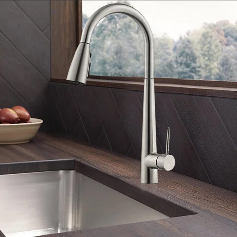 Pull Down Single Handle Kitchen Faucet With Accessories