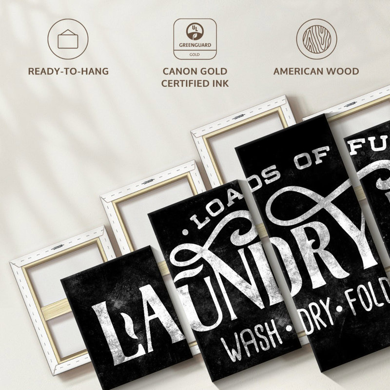 " Laundry Loads Of Fun " 5 - Pieces, 24" H x 55" W x 1.25" D