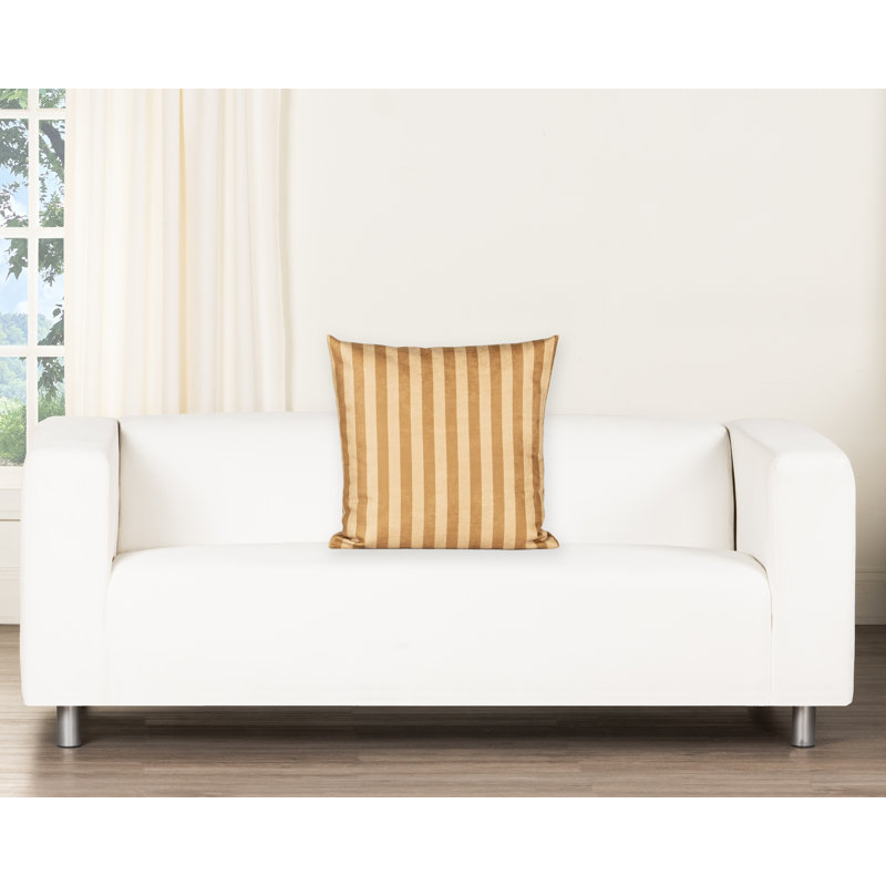 Coussin Birch Lane, Rayures jaunes, Plume, Carré 20 po
