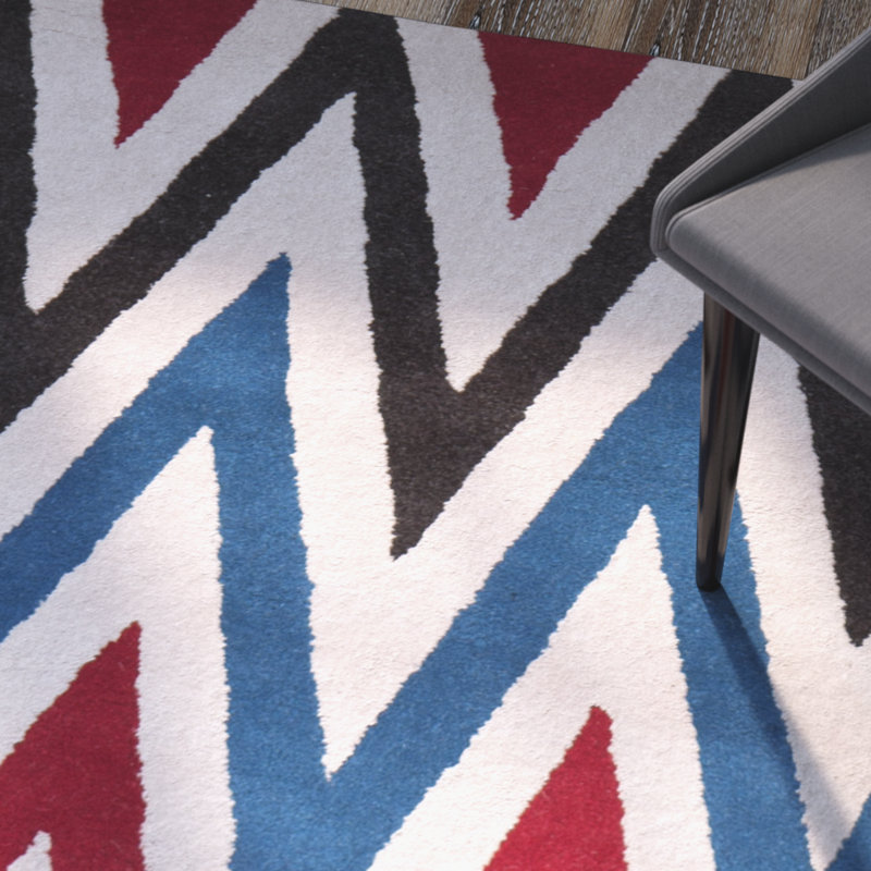 Deedie Hand Tufted Wool Chevron Rug, Rectangle 2' x 3'