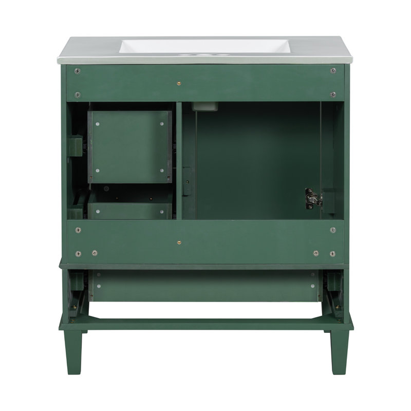 Meuble-lavabo moderne avec rangement spacieux et matériaux de qualité supérieure, Vert, Or