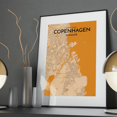 Copenhagen City Map In Vintage - No Frame Print