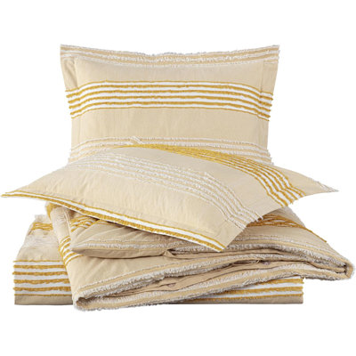 Momo Clip Jacquard Striped Cotton Duvet Cover Set