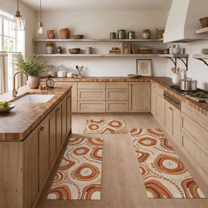 Tapis de cuisine lavables antidérapants Retro Swirls