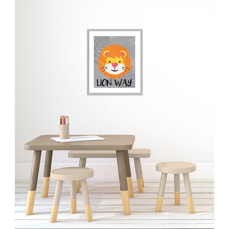 Impression sur papier Lion Way, H 24,5 po x l 20,5 po x P 1,18 po, Encadré de boîte argent