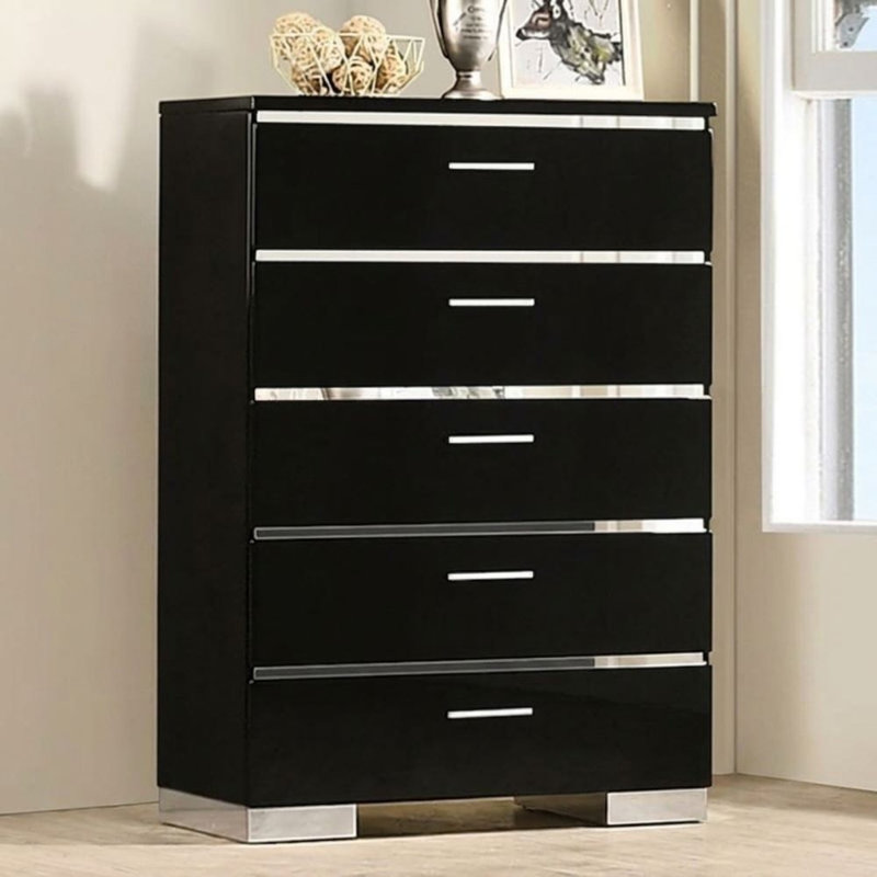 Sutton 35 in. Black/Chrome Chest