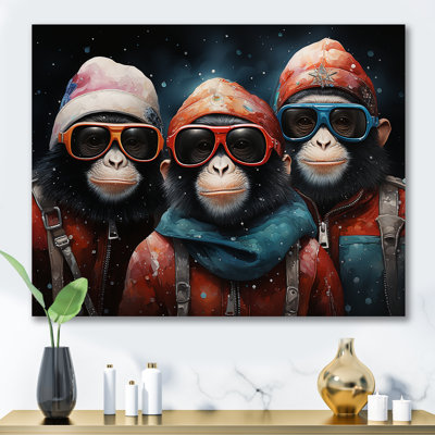 Popart Monkeys At The North Pole - Art mural singe