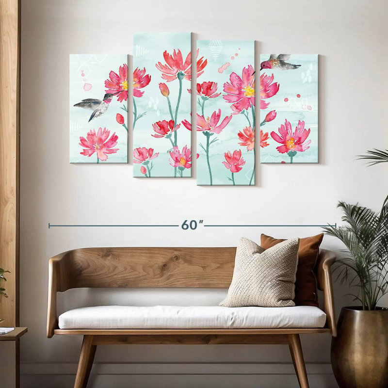 Harnek fleurs et plumes III, H 32 po x l 52 po