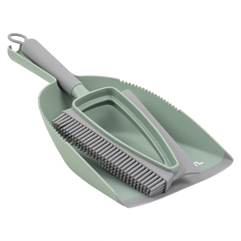 JVL Rubber Dustpan and Brush Set, Green
