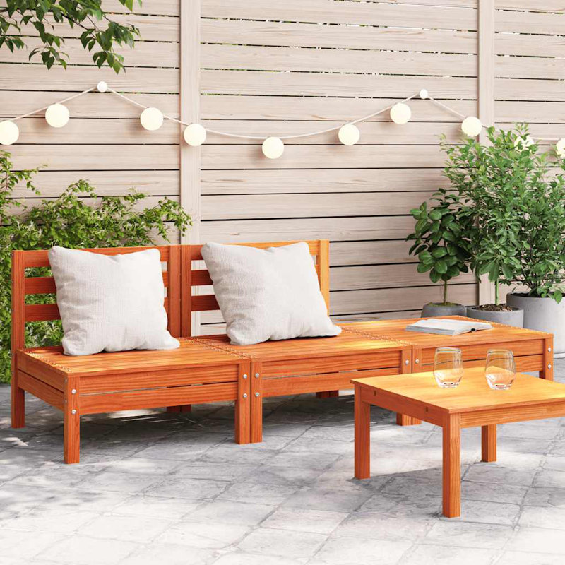 Caspian 190.5cm Wide Wood Patio Sofa, Wax Brown