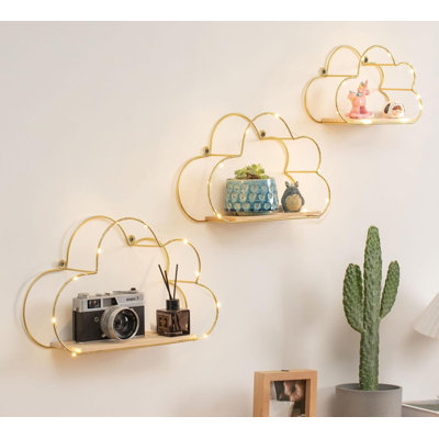 Golden Cloud Shaped Floating Shelf