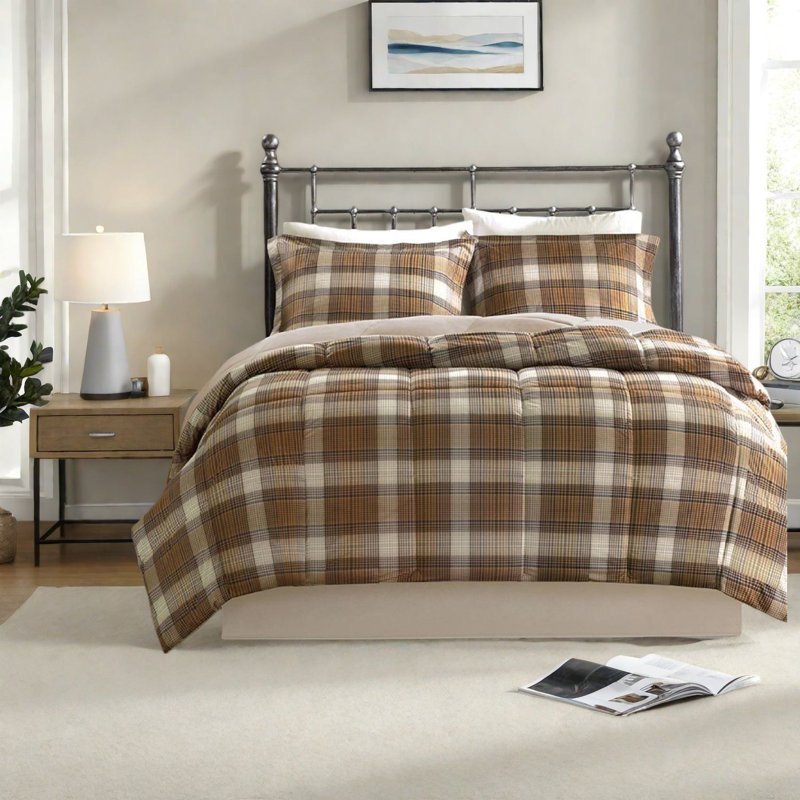 Ensembles de literie en microfibre durable, motif écossais rustique, confort de cabine confortable