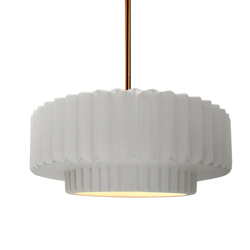 Luminaire suspendu 1 lumière Meydan, H 5,25 po x l 14,5 po x P 14,5 po, Bisque, Laiton brossé