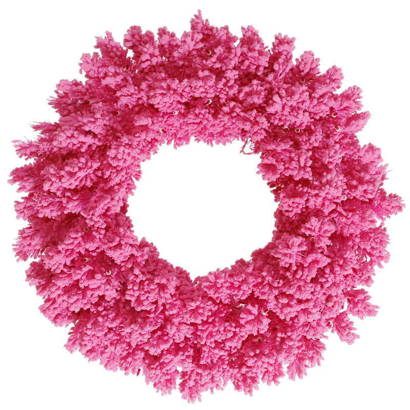 Couronne de Noël artificielle colorée en sapin, H 24 po x l 24 po x P 3 po, Rose