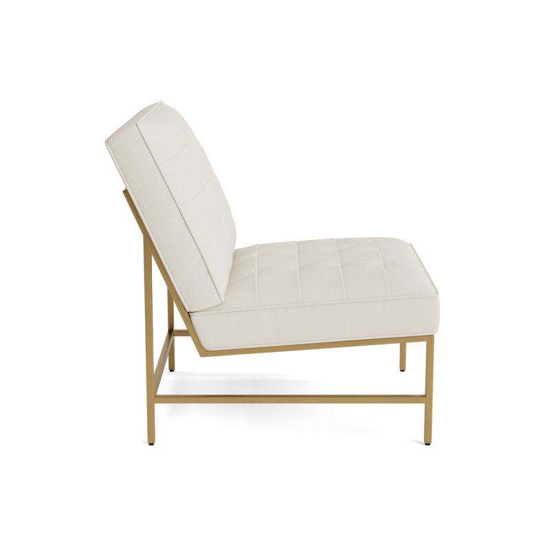 Major Leather Chair, Brushed Brass, Greenwich Performance Leather - Cream