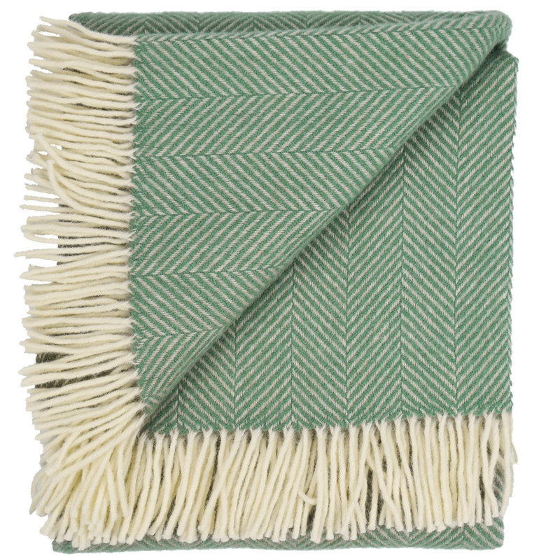 Couverture en laine pure new highland tweed chevrons Thiokk, Menthe