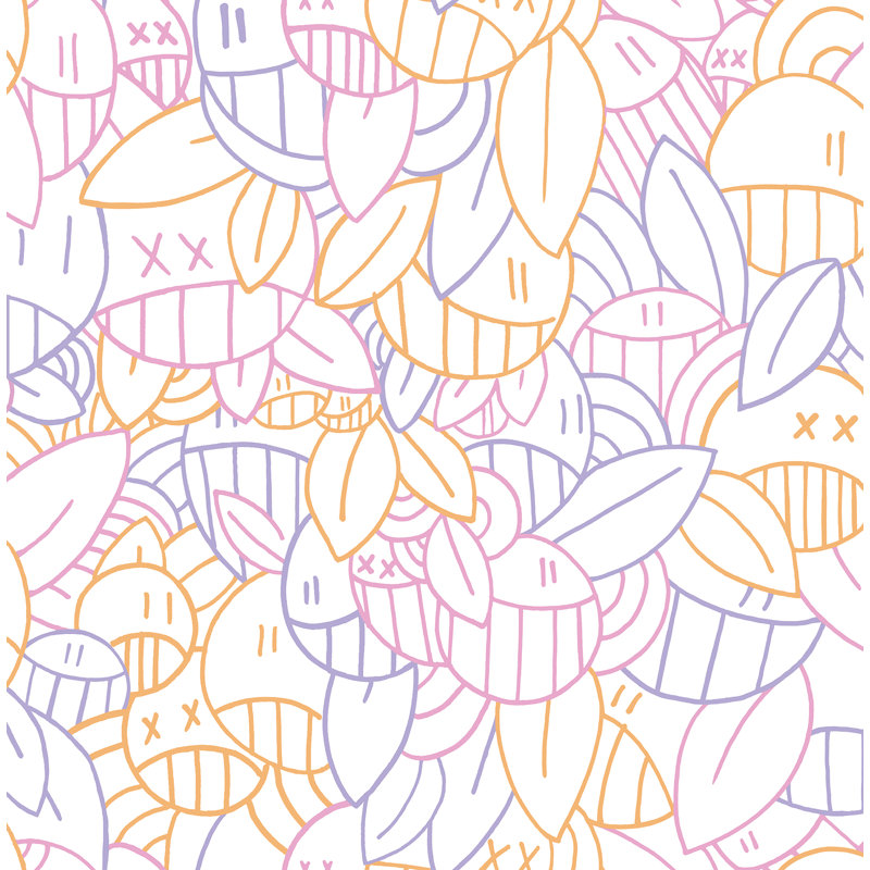 Papier peint adhésif jaune avec arrangements audacieux, Rose / orange