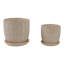 Plateau décoratif décoratif en céramique avec motif - Pots de fleurs d'intérieur élégants avec soucoupe pour patio, salon ou décoration intérieure - ensemble de 2, 8 po, 6 po, ivoire-1628970247