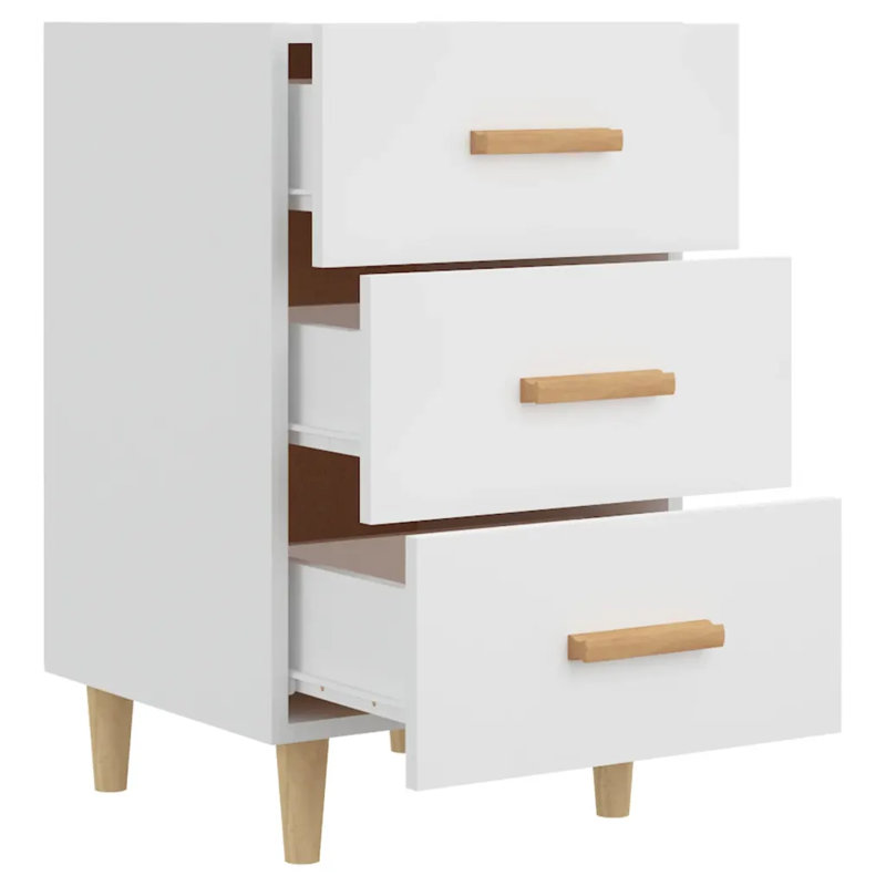 Westbury 40cm W Bedside Table, White/Natural