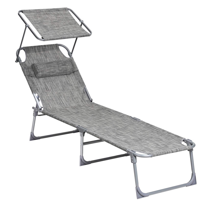 Adalen 193cm Long Reclining Single Sun Lounger, Light Grey