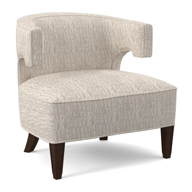 Laurel Barrel Chair, American Walnut, White Caps Fog Viscose