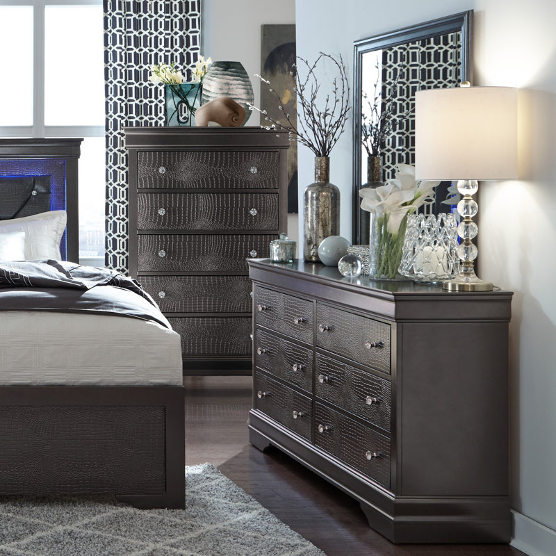 SHAKER CROCODILE METALLIC GREY MIRROR