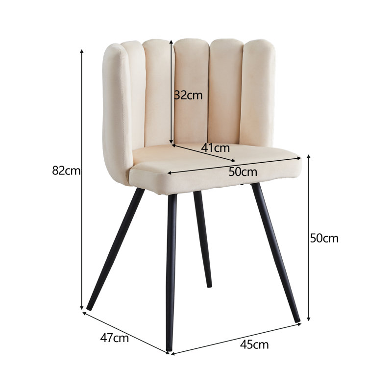 50cm H Velvet Upholstered Metal Dining Chair, Beige