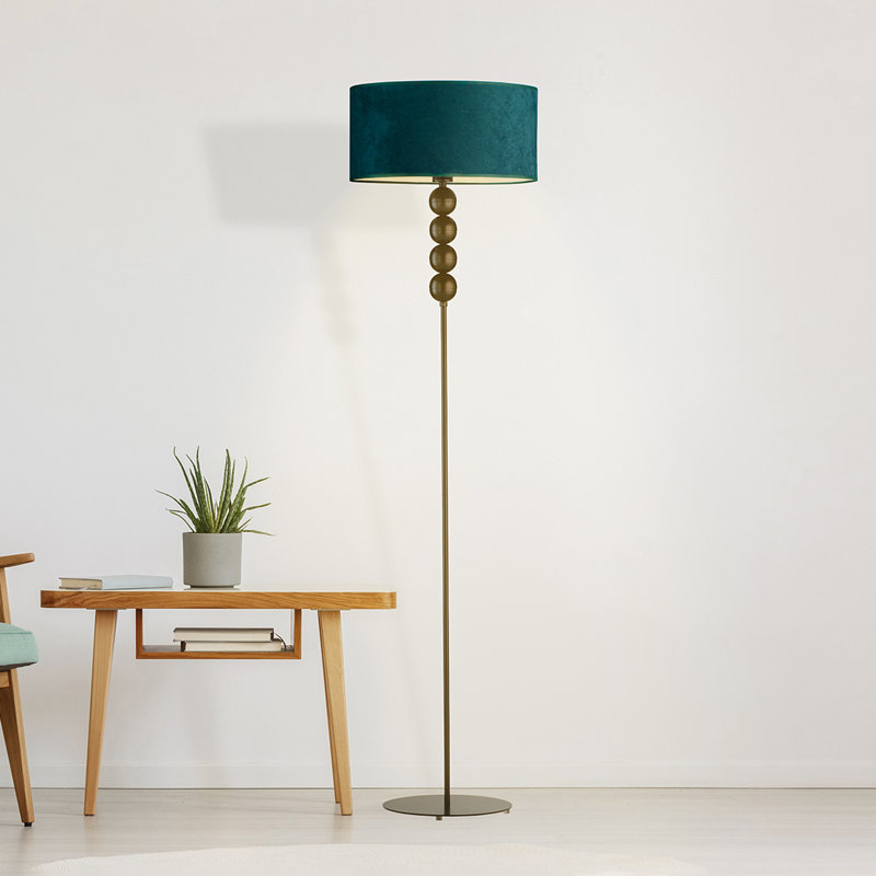 Alegna 166cm Traditional Floor Lamp, Chrome, Dark Blue/White Inside