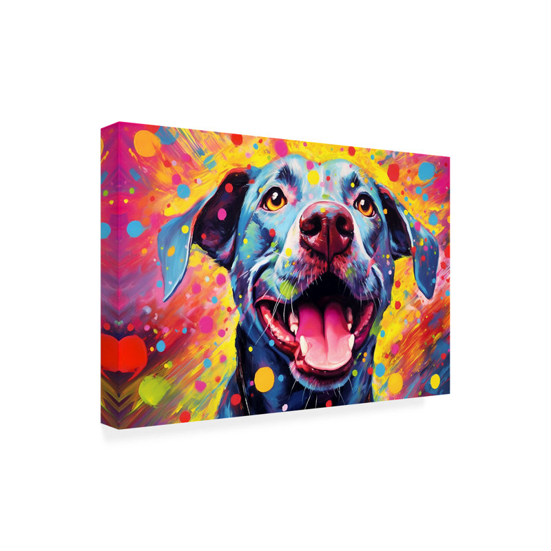 «Ray Heere Happy Dog 1», art sur toile, H 30 po x l 47 po x P 2 po