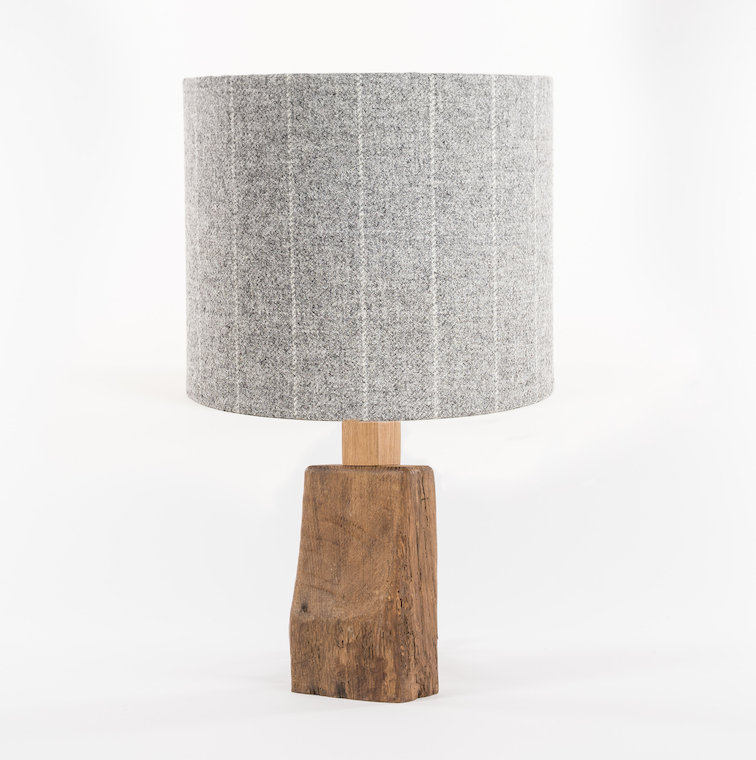 Devon Solid Wood Table Lamp, Grey