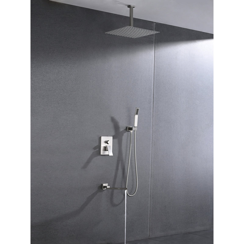 Shower Head System Ceiling Mounted Shower, Brushed Nickel
