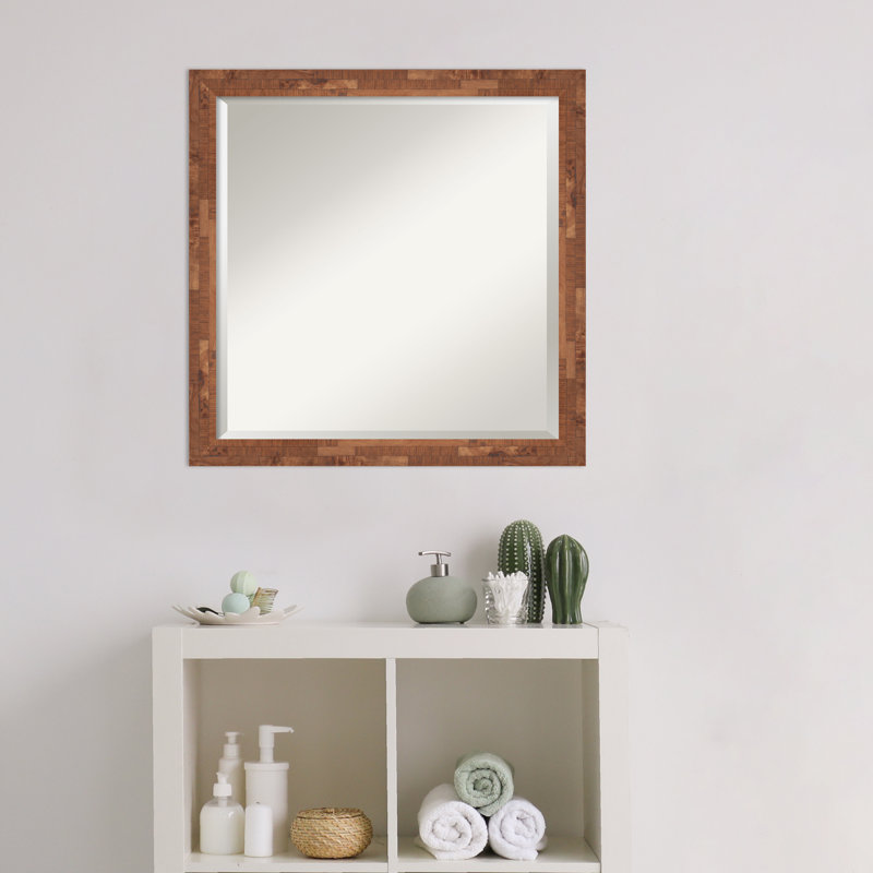 Miroir de salle de bain Kanawha, Brun patiné, 22,5 po x 22,5 po